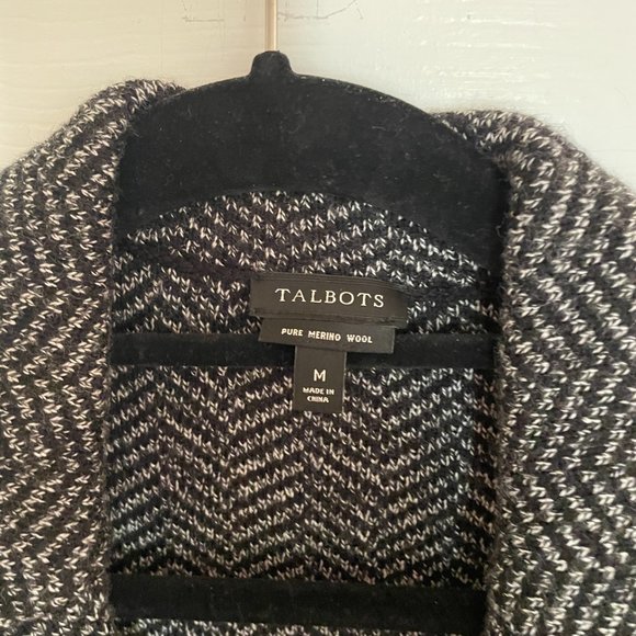 Talbot's 100% Pure Merino Wool Tweed Black and White Jacket (Size Medium) - Picture 7 of 7